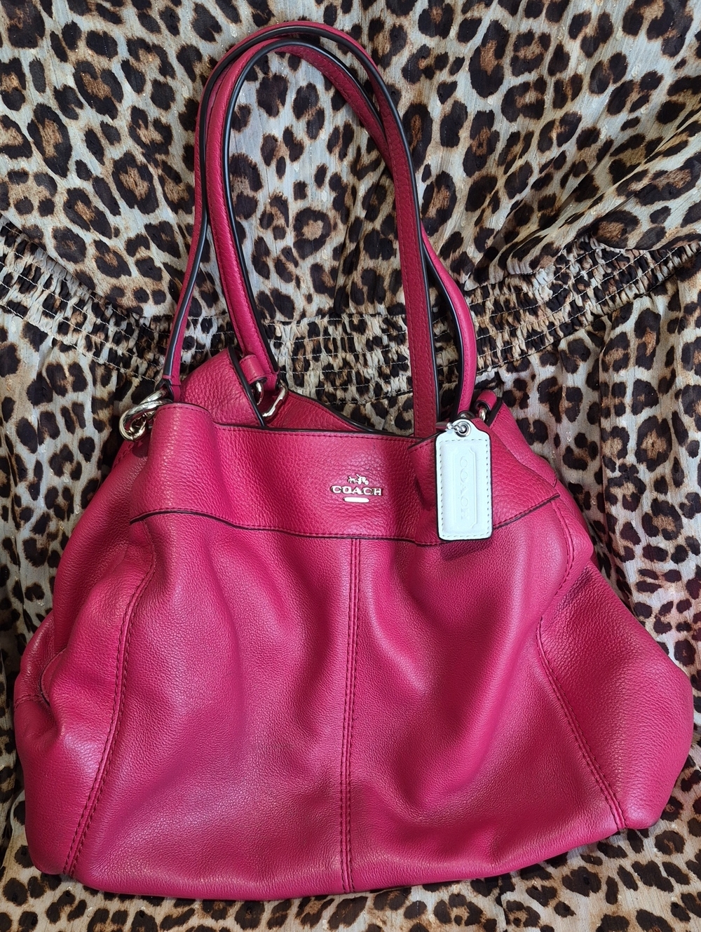 Coach Hot Pink Pebbled Leather Shoulder Bag- F57545